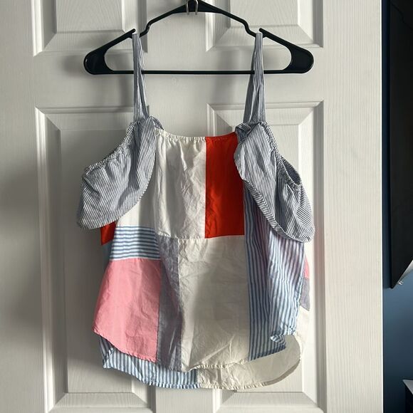 Anthropologie Maeve Medley Open-Shoulder Patchwork Top Size 10 - Picture 8 of 8